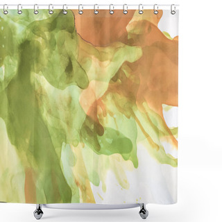 Personality  Beautiful Brown And Green Splashes Of Alcohol Inks As Abstract Background Shower Curtains
