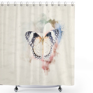 Personality  Close-up Of Butterfly Sitting On Finger In Watercolors Shower Curtains
