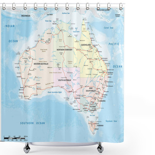 Personality  Detailed Vector Map Of The Australian Continent Shower Curtains