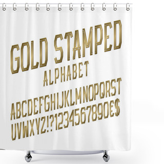 Personality  Gold Stamped Alphabet Witn Numbers, Dollar And Euro Currency Signs, Exclamation And Question Marks. Shower Curtains