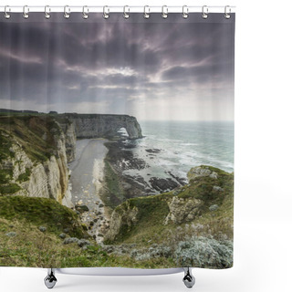 Personality  Beautiful Seascape With Rocky Shore On Sunny Day Shower Curtains