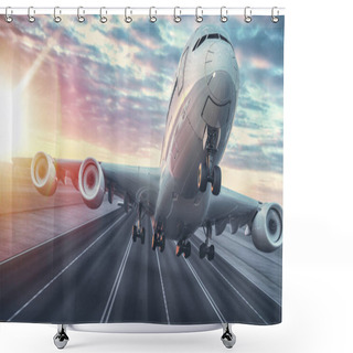 Personality  Airplane Taking Off From The Airport. Shower Curtains