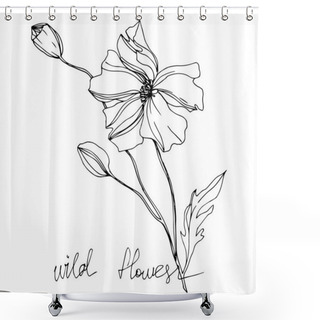 Personality  Vector Wildflowers Floral Botanical Flowers. Black And White Engraved Ink Art. Isolated Flowers Illustration Element. Shower Curtains