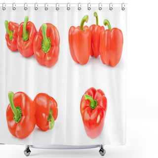 Personality  Collection Of Paprika Isolated On A White Background Cutout Shower Curtains