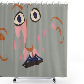 Personality  Strange Face Chocked With Minimalist Human Face. Abstract Art With Pastel Color. Shower Curtains
