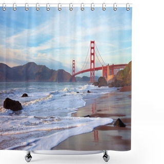 Personality  Golden Gate Bridge At Sunset Shower Curtains