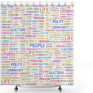 Personality  Word Collage On White Background Shower Curtains