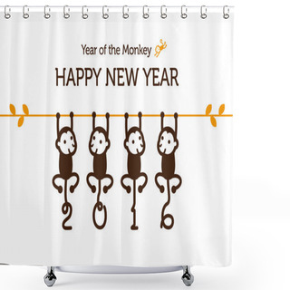 Personality  New Year Card With Monkey Shower Curtains