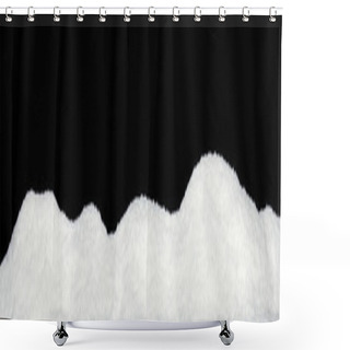 Personality  Banner Of Sparkling Fuffy White Snow Hills Isolated On Black Shower Curtains
