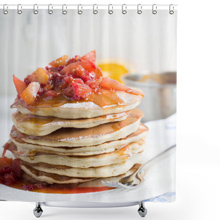 Personality  Pancakes With Apple And Cowberry Shower Curtains