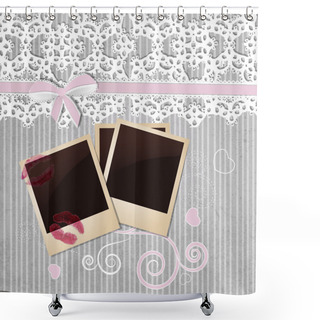 Personality  Photo Frame On Grey Background Shower Curtains
