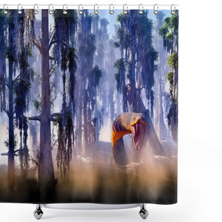 Personality  Snake In The Swamp Grown With Bald Cypress 3d Rendering Shower Curtains