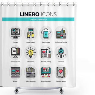 Personality  Online University Linero Icons Set Shower Curtains