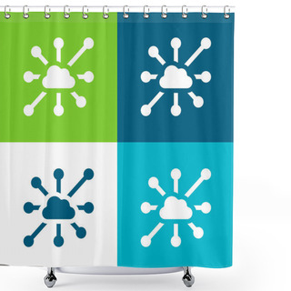Personality  Big Data Flat Four Color Minimal Icon Set Shower Curtains
