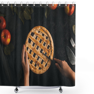 Personality  Woman Cutting Apple Pie Shower Curtains