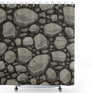 Personality  Cartoon Stone Texture In Gray Colors Seamless Background Shower Curtains
