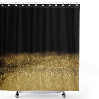 Personality  Sparkling Golden Dust With Shimmer On Black Background  Shower Curtains