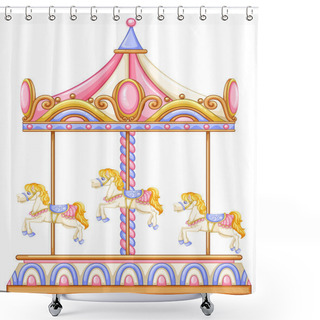 Personality  A Merry-go-round Rotating Ride Shower Curtains