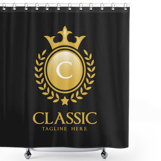 Personality  Letter C Logo - Classic Luxurious Style Logo Template Shower Curtains