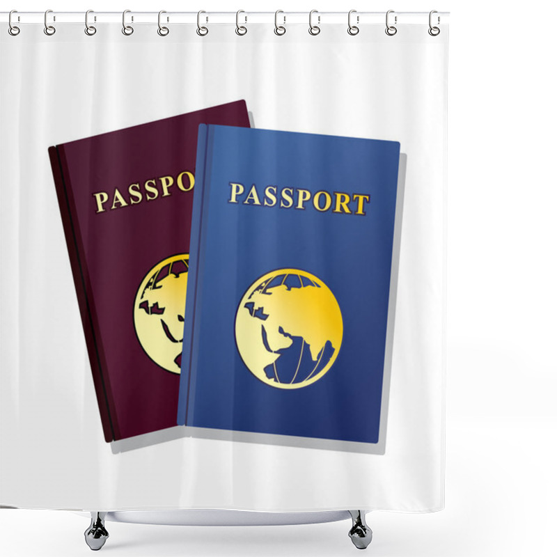 Personality  Passports On White Background Shower Curtains