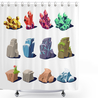 Personality  Set Of Cartoon Gem Stones Shower Curtains