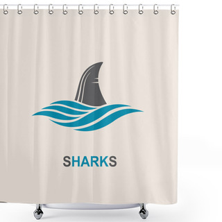Personality  Shark Fin Icon Shower Curtains