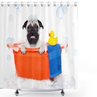 Personality  Dog Taking A Bath  Shower Curtains