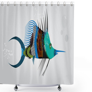 Personality  Abstract Fish. Vector Illustration Shower Curtains