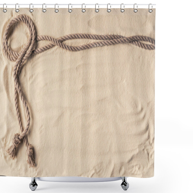 Personality  Knotted rope frame on light sand shower curtains