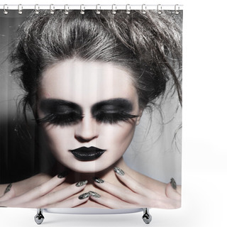 Personality  Girl With Gothic Make-up Shower Curtains