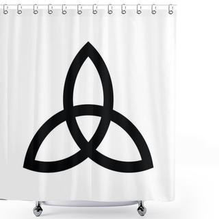 Personality  Triquetra Sign Icon. Leaf-like Celtic Symbol. Trinity Or Trefoil Knot. Simple Black Vector Illustration Shower Curtains