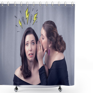 Personality  Girl Telling Secret Things To Her Girlfriend Shower Curtains