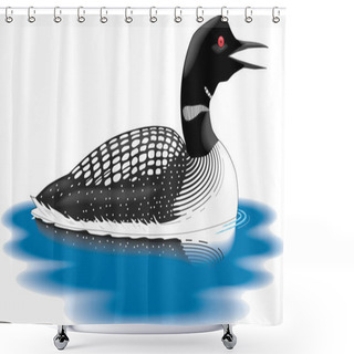 Personality  Loon On Water Vector Illustration Shower Curtains