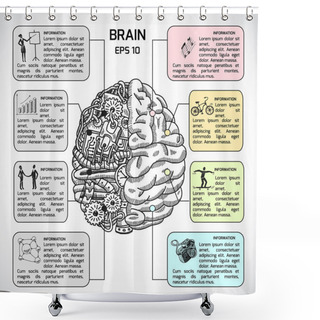 Personality  Brain Hemispheres Sketch Infographic Shower Curtains