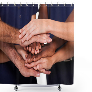 Personality  Multiracial Hands Together To Form Teamwork Shower Curtains