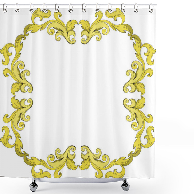 Personality  Vector Golden monogram floral ornament. Black and white engraved ink art. Frame border ornament squar. shower curtains