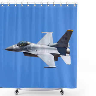 Personality  Avalon, Australia - March 3, 2013: United Staes Air Force (USAF) Lockheed F-16CJ Fighting Falcon 90-0824 From The 14th Fighter Squadron, 35th Fighter Wing At Misawa Air Base, Japan. Shower Curtains