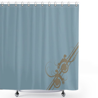 Personality  Blue Background With Brown Scroll In Corner Shower Curtains