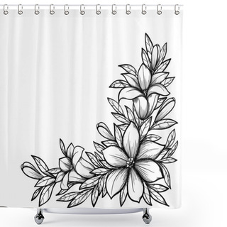 Personality  Beautiful Black And White Branch With Flowers. Shower Curtains