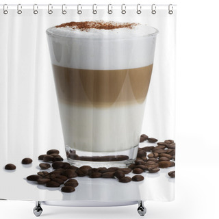 Personality  Latte Macchiato With Cocoa And Beans On White Shower Curtains