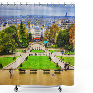 Personality  View From Montmartre To Autumn Rainy Paris. Shower Curtains
