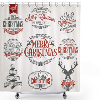 Personality  New Year Retro Icons Shower Curtains