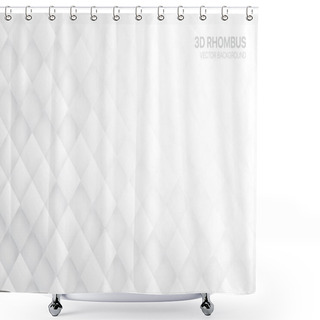 Personality  3D Vector Rhombus Tech Abstract White Background Shower Curtains