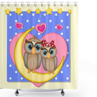 Personality  Cute Lovers Owls Shower Curtains