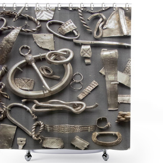 Personality  Part Of The Cuerdale Silver Hoard Buried About 905AD In Lancashire England UK Being The Largest Viking Treasure Hoard Ever Found In Western Europe, Stock Photo Image Shower Curtains