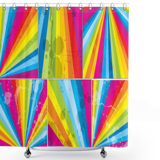 Personality  Grungy Splashes On Rainbow Background Shower Curtains