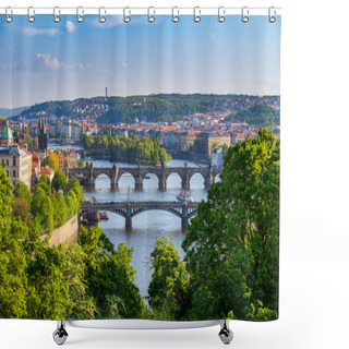 Personality  Scenic View Of Bridges On The Vltava River  Shower Curtains