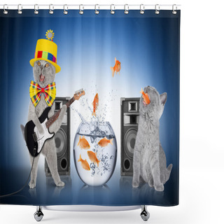 Personality  Smart Cat Team Concept Shower Curtains