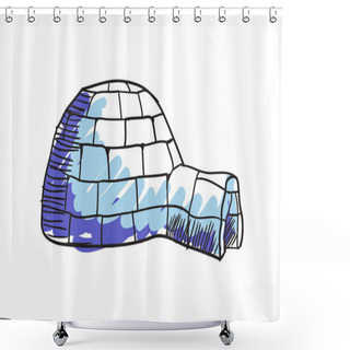 Personality  Eskimo Igloo Hand Drawn Icon Isolated On White Background Vector Illustration. Northern Ethnic Culture Element Vector Illustration. Shower Curtains