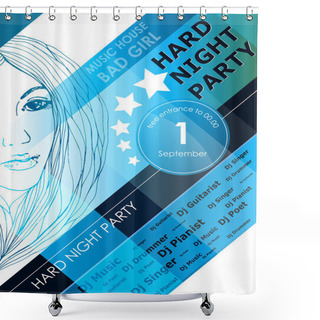 Personality  Night Party Design Poster With Fashion Girl Shower Curtains